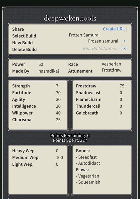 Build Planner/Stats and Damage Calculation for Deepwoken